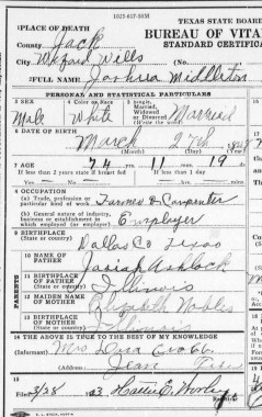 1923 Ashlock, Joshua M. Death Certificate