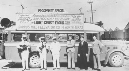 Bob Wills 2nd from left. "Pappy" O'Daniel far right. Photo shared on Facebook by Pat Kelly